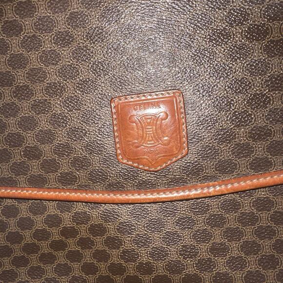 Authentic CELINE Macadam Canvas Clutch Bag PVC Leather Brown organizer vintage - Picture 16 of 16